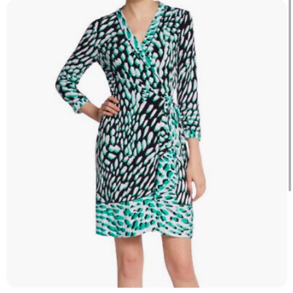 BCBG Adele Wrap Dress - SZ Small - Green Multi